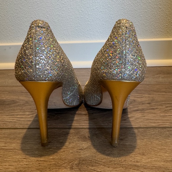 Enzo Angiolini Glittering Gold Silver Heels - Picture 6 of 16